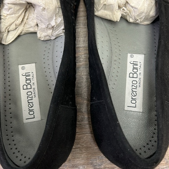 Lorenzo Banfi 1759 Black Suede Loafers Gold Studded Italian Made Size 10.5 main image 3